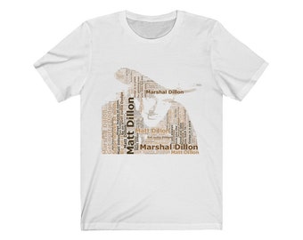 Marshall Matt Dillon Gunsmoke silhouette Quotes t-shirt Unisex Jersey Short Sleeve Tee, Gunsmoke Tee, James Arness Tee, Marshal Dillon shirt