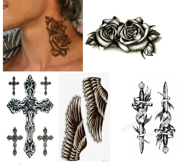 Set Of 12 Flower & Butterfly Temporary Tattoos - Waterproof Fake Body Art Stickers