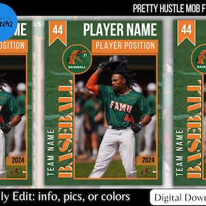 Orange and Green Baseball Trading Card Template | Canva Template | Editable Trading Card | Baseball or Softball | digital