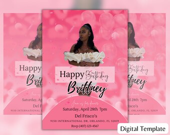 Birthday Flyer, Birthday Girl Flyer, Birthday Template, Birthday Dinner , Birthday girl invitation, Party invitation, invitation, Bday