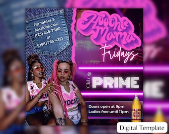 Friday Party Flyer Template For Canva, DIY Event Flyer template, Party Flyer, Club DJ Party kickback Invite for Social Media