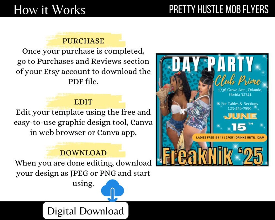 Blue Freaknik Flyer Template Club Flyer Template Edit on Canva for