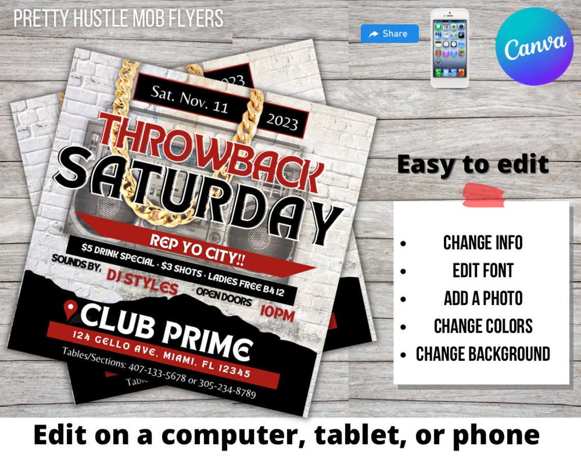 Throwback Hiphop Flyer Template - Etsy