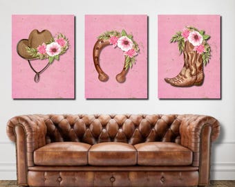 Pink Rodeo Kunstdruck Set: Western Cowgirl Glam Decor (digitaler Download)