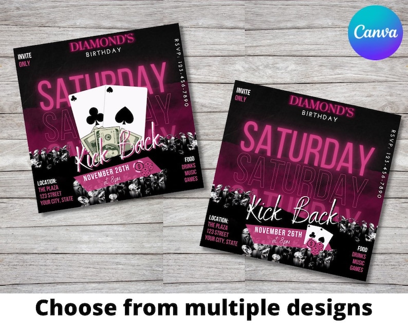 Kickback Club Party Flyer Template for Canva DIY Event Flyer Etsy