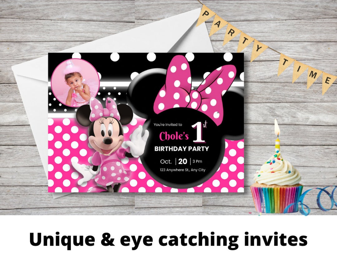 Pink Minnie Birthday Invitation | Birthday Party Invite | Polka Dot ...