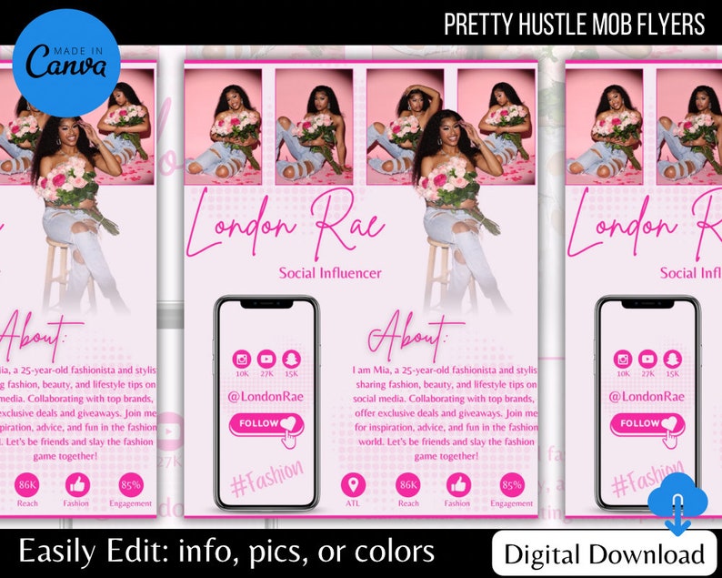 London Rae Shupe Pink Social Influencer Branding Kit | Fashion Influencer | Social Media ...