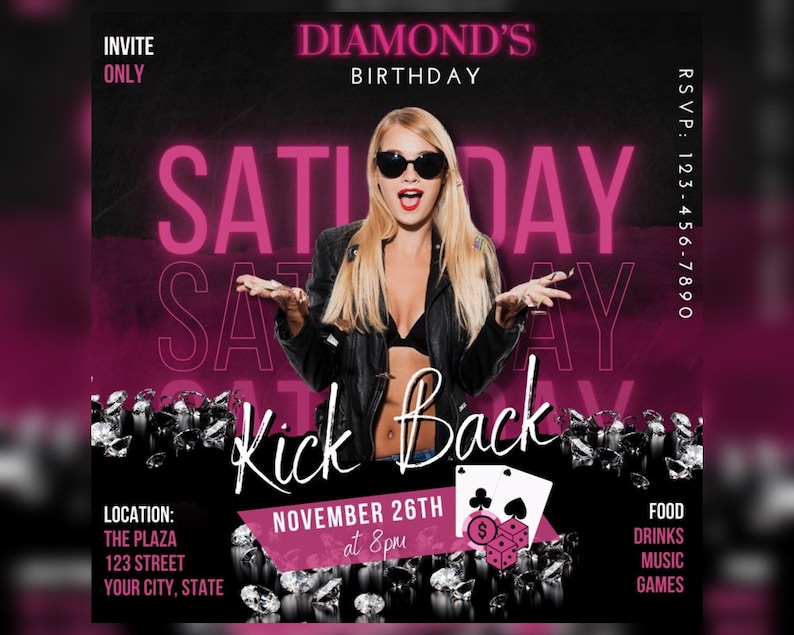 Kickback Club Party Flyer Template for Canva DIY Event Flyer Etsy