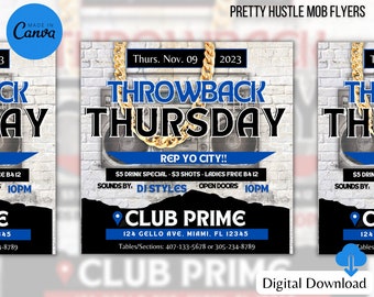 Blue Throwback HipHop Flyer Template