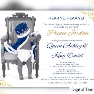 Invitación al baby shower del Príncipe Real