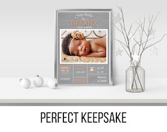Newborn Birth Announcement Sign: Baby Stats Poster (Digital Download)