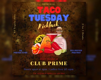 Taco Tuesday club flyer, Event flyer template, Party flyer, Instagram flyer