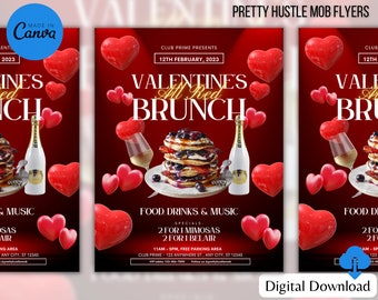 Valentines Brunch Flyer, Sunday Brunch Flyer, Brunch Invitation Flyer, DIY Flyer, Club Flyer, DIY Flyer, Canva Template