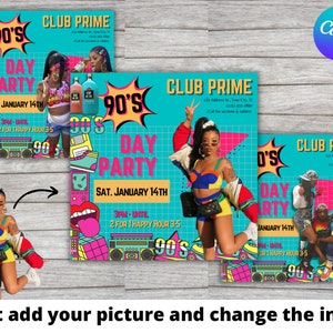 90s Hip Hop Party Flyer Template - Digital Download - Canva Design