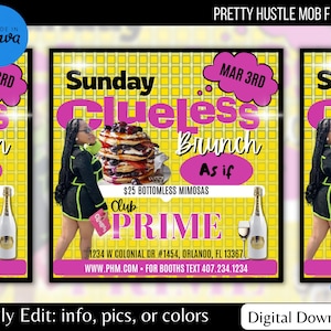 Clueless Themed Brunch Flyer Template | Editable Canva Template | Printable 90s Party Invitation | Instant Download