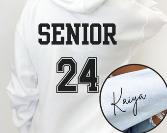 Custom Seniors Shirt 2024 Graduation Shirt Name on Sleeve Class Of 2024 Funny Senior Shirt School Life Shirt Back to School Jersey Number