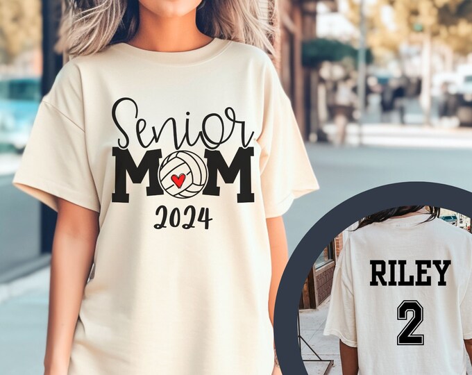 Custom Senior Volleyball Mom Comfort Colors T-Shirt, Mom Volleyball Shirt, Volleyball Senior Mom 2024, Custom Volleyball, Personalized