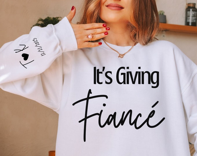 Personalized Gift for Fiancé, Fiancé Sweatshirt, Initial Heart Sleeve, Engagement Gift, Unique Bridal Shower Gift, Future Mrs Sweatshirt