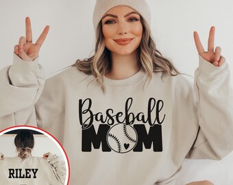 Personalized Baseball Mom Sweatshirt Crewneck Baseball Lover Sweatshirt Gift for Sports Mom | Baseball Mom Gift