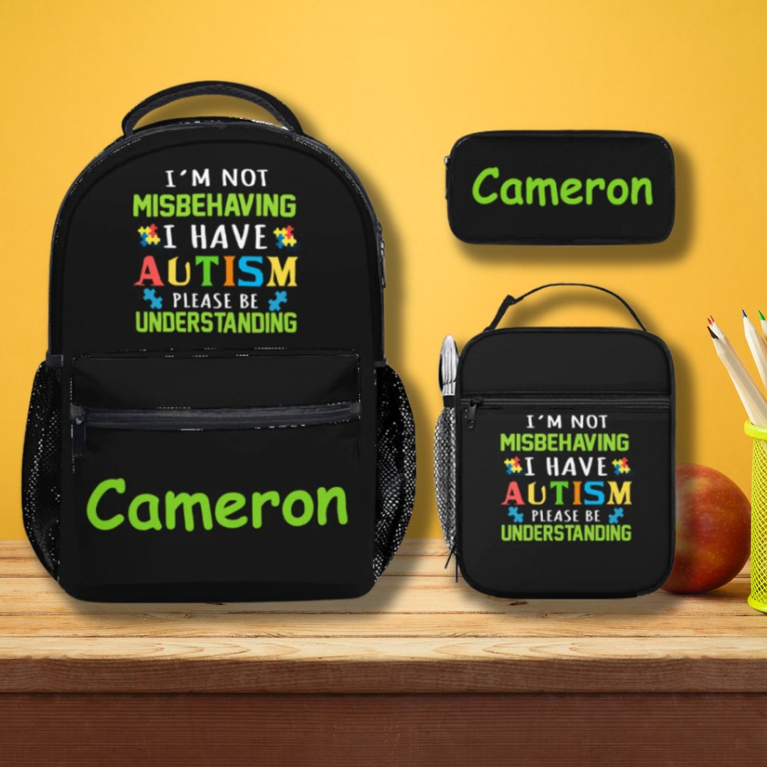 I Have Autism School Set, Backpack, Lunchbox, Pencil Box for Autistic