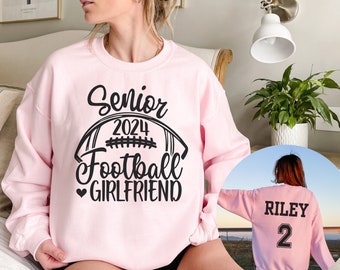Personalized Football Girlfriend Sweatshirt, Custom Game Day Senior Football Boyfriend Name & Number Football Game Season