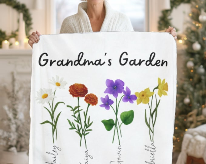 Grandma's Garden Blanket | Custom Gift For Mom | Granny Mother'S Day | Mother'S Day Gift | Gift For Grandma | Special Keepsake
