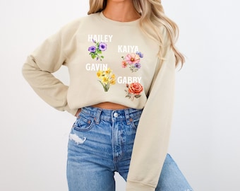 Custom Birth Month Birth Flower Sweatshirt | Mother's Day Gift | Gift for Grandmother | Plant Mom Gift | Flower T-shirt | Gift for Mom
