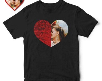 Custom Sequin T-Shirt with Photo, Heart-shaped Photo Sequin T-Shirt, Mother‘s Day Shirt