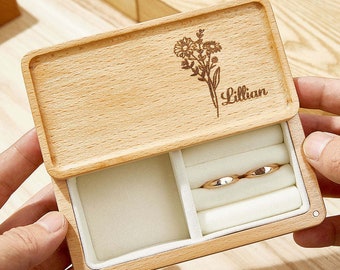 Bridesmaid Gifts Travel Jewelry Organizer Valentines Day Gift Christmas Gifts | Personalized Gift Box | Wooden Jewellery Travel Box