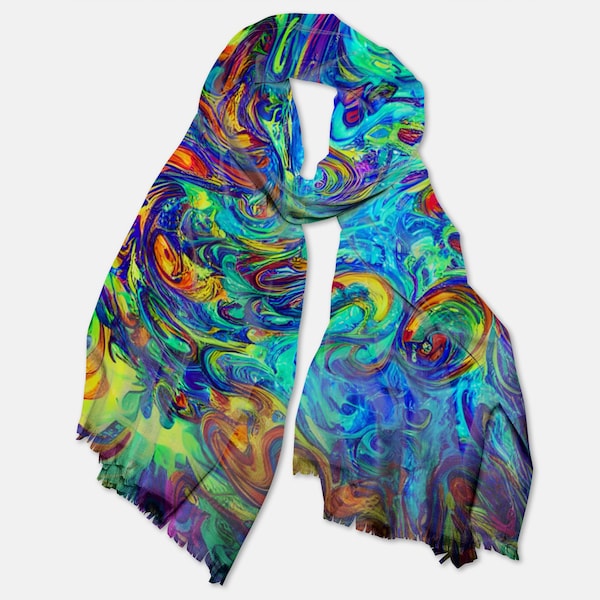 25" By 77" Rave Pashmina, Trippy Rave Outfit, Festival Shawl, Festival Wear, Rave Wear, Pahmina Rave, Rainbow, Colorful, Mens EDM