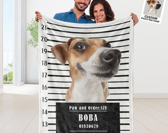 Personalized Dog Photo Blanket Gift Funny Custom Pet Blanket Custom Dog Photo Blanket | Dog Dad Gifts | Pet Portrait for Dog Mom Naughty Pet
