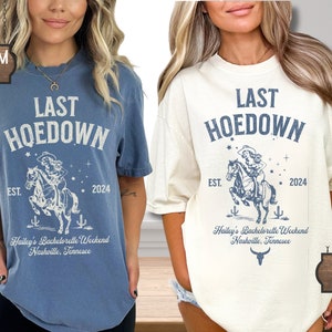 Last Hoedown Bachelorette Party Shirts, Nashville Bachelorette Custom Bachelorette Shirts, Personalized Luxury Bachelorette Social Club Bach