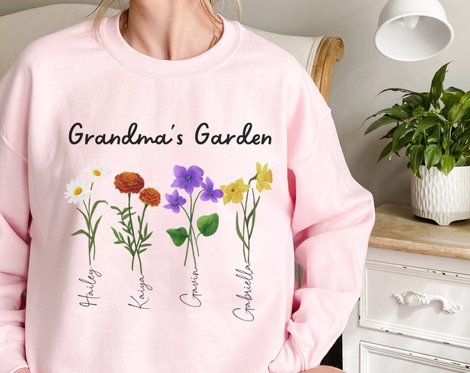 Grandma Nana Sweatshirt | Cottagecore Sweater | Custom Birth Flower Family Sweatshirt | Custom Grandma Sweatshirt | Mothers Day Gift
