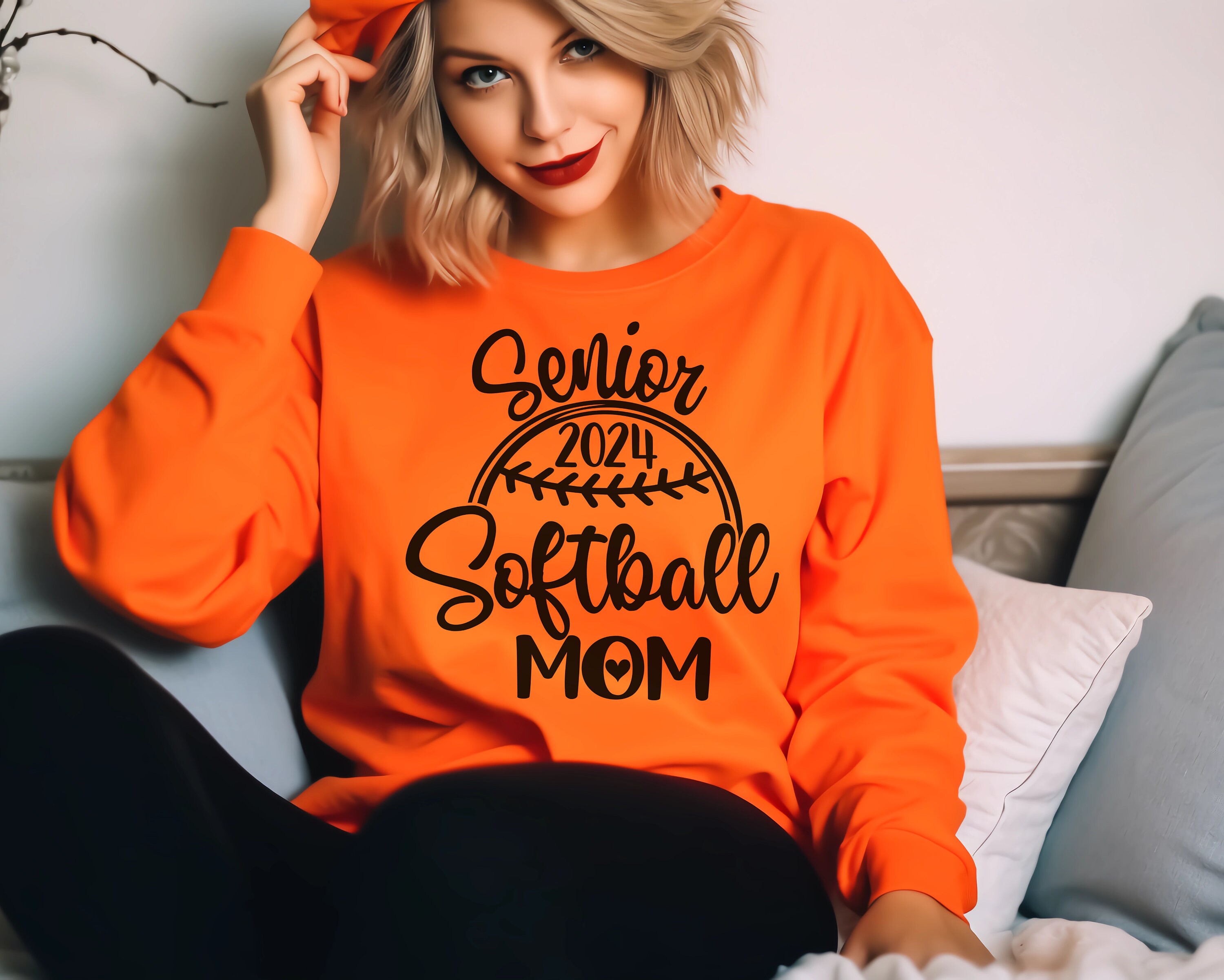 Senior Softball Mom 2024 Custom Sweatshirt Senior Night, Name and
