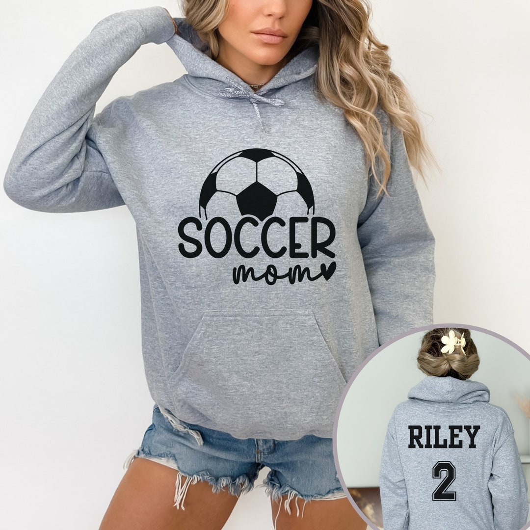 Custom Soccer Mom Hoodie Personalized With Name and Number on the Back