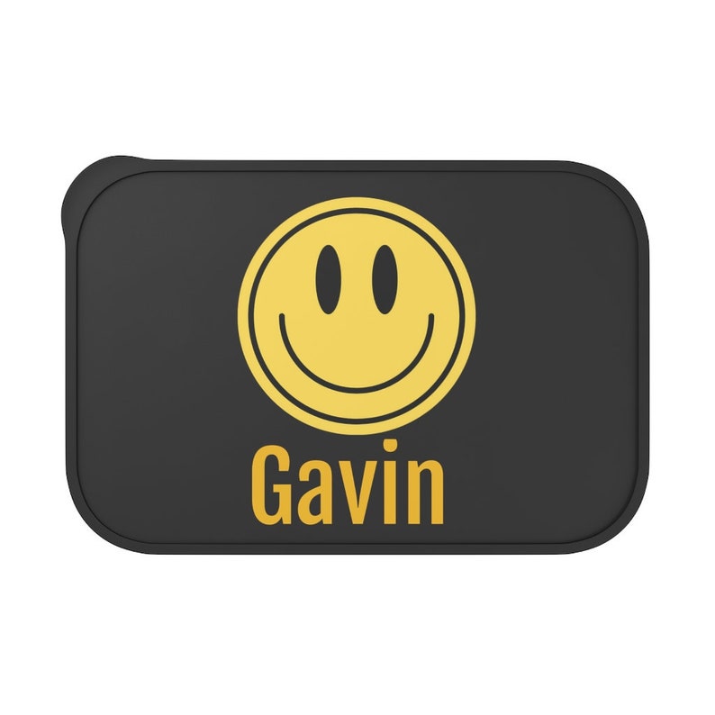 Personalized Bento Box With Band and Utensils happy Face Etsy