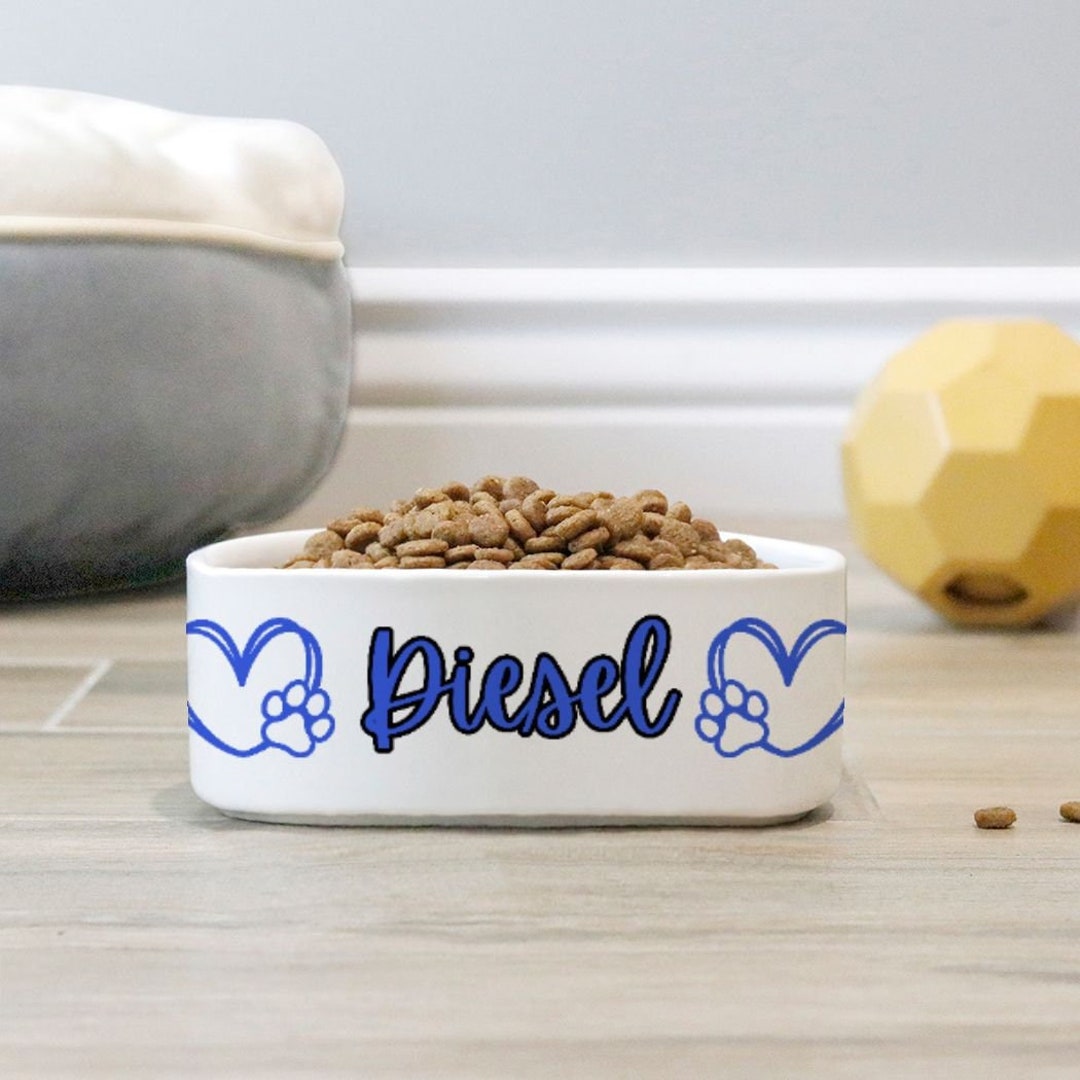 Personalized Dog Food Bowl With Name White 1 Gift for Dog Etsy