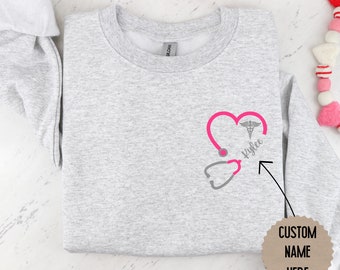 CNA Personalized Sweatshirt Custom Nurse Shirt Nurses Week Gift for Cna Graduation Gifts for New Nurses | Nurse Sweatshirt with Name