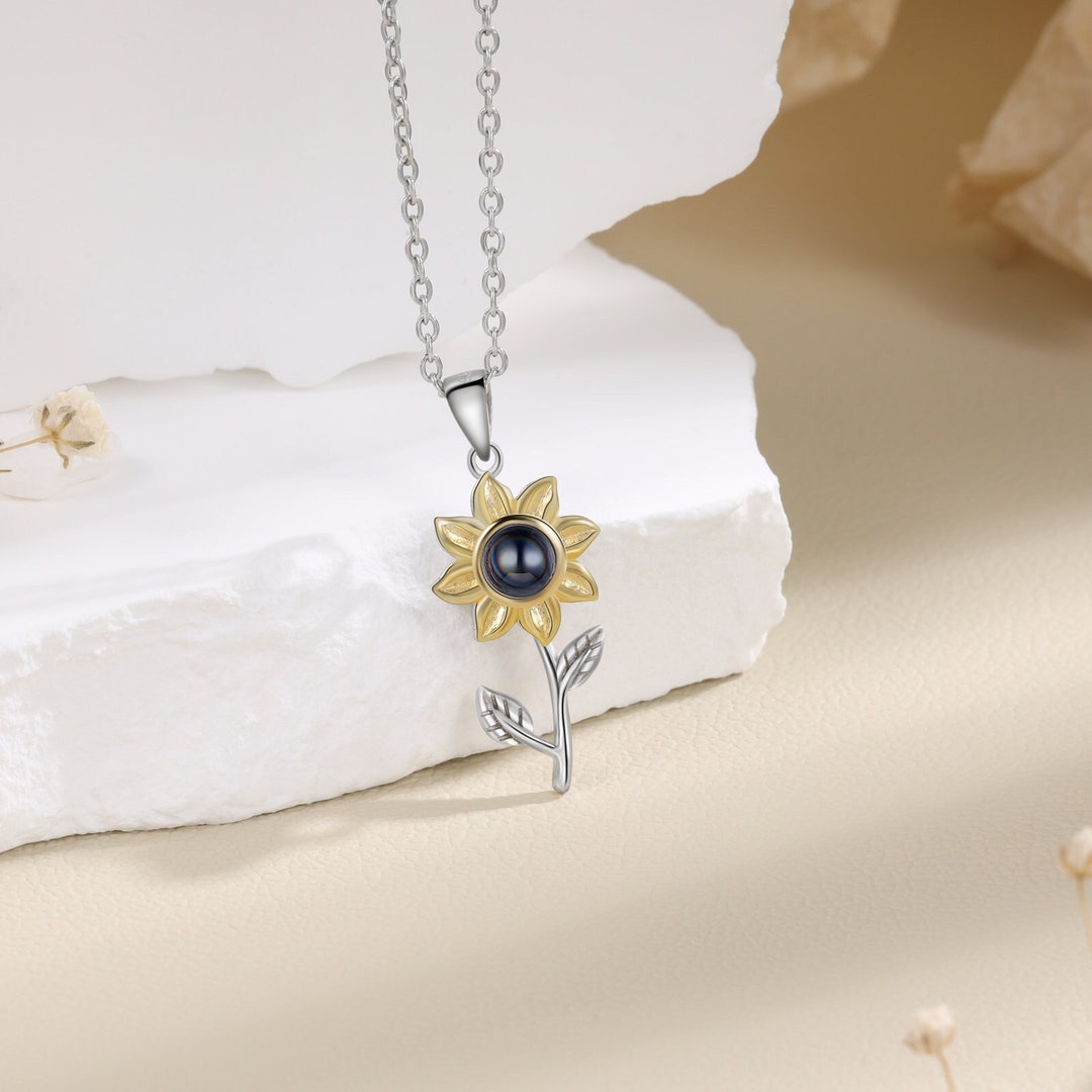 Sunflower Projection Necklace Picture Photo Necklace Memorial Etsy