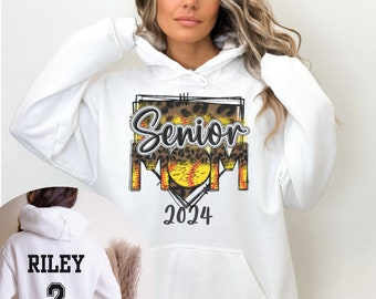 Custom Senior Softball Mom Sweatshirt, Mom Softball Shirt, Softball Senior Mom 2024, Custom Softball Mom Crewneck