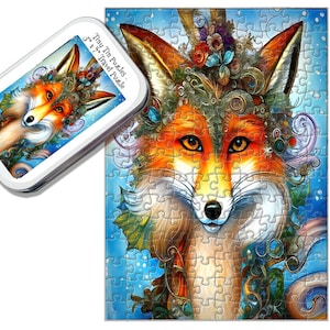 Jigsaw Puzzle | 150pc | Foxy Enchantra | Tiny Tin Puzzles |Travel Puzzle | New | Made in The USA | FREE SHIPPING