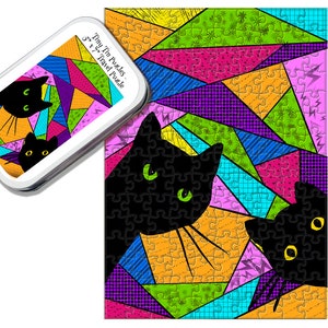 Jigsaw Puzzle | 150pc | Curious Cats | Tiny Tin Puzzles |Travel Puzzle | New | Made in The USA | FREE SHIPPING