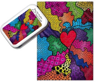 Jigsaw Puzzle | 150pc | Cassie&#39;s Tangled Heart | Tiny Tin Puzzles |Travel Puzzle | New | Made in The USA | FREE SHIPPING