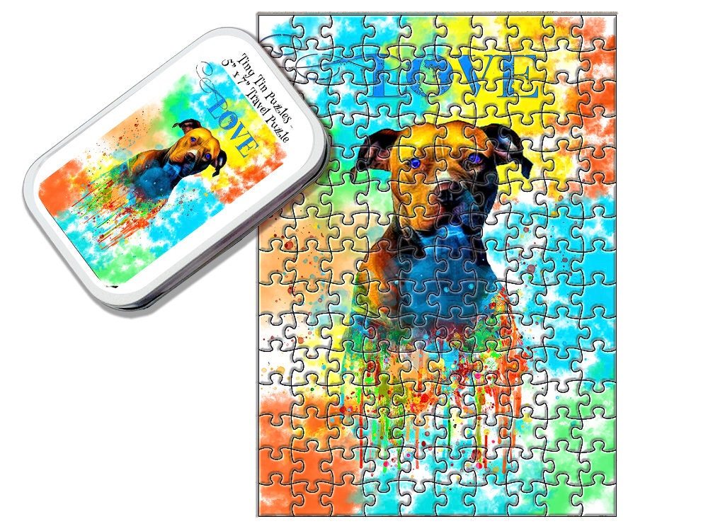 Puzzle In Legno Artigianale Pit Bull - Statuetta Ritagliata Unica, Arte Naturale