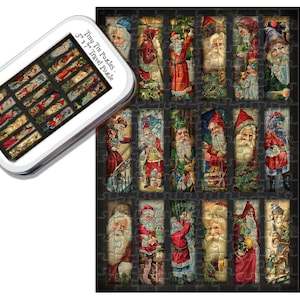 Jigsaw Puzzle | 150pc | Vintage Santa Panels | Tiny Tin Puzzles |Travel Puzzle | New | Made in The USA | FREE SHIPPING