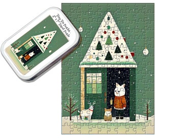 Jigsaw Puzzle | 150pc | Winter Friends | Tiny Tin Puzzles |Travel Puzzle | New | Made in The USA | FREE SHIPPING