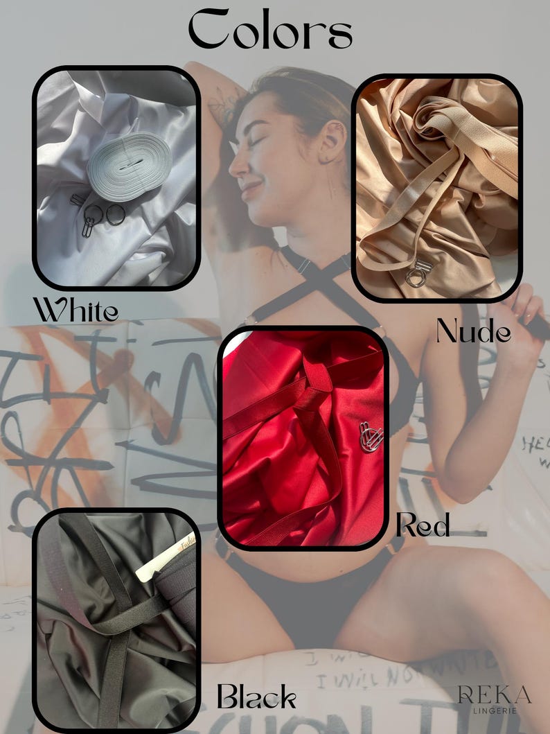 Open cupless bra with support, quarter cup bra, and shelf bra open with support – this sexy lingerie set combines elegance with a bold twist. Handmade from glossy satin, the open cup bra features supportive underwire and wide adjustable straps that can only be worn crossed at the front or crossed at the back, creating a unique and seductive look.