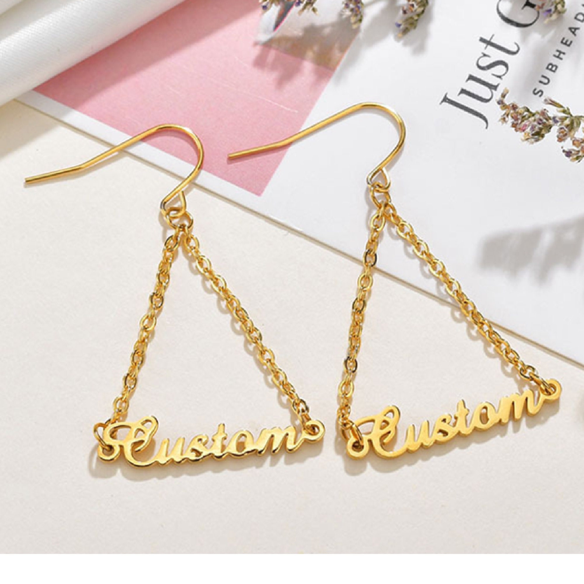Name Earrings Stylish Custom Earrings 18K Gold Earrings Etsy