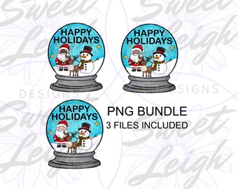 Happy Holidays png, Christmas png, Globe png, Christmas Design, Snowman PNG, Santa png, Reindeer png, Snow globe png, Sublimation PNG