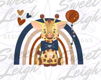 Giraffe png, Rainbow png, Baby Sublimation Designs, Baby png, Sublimation PNG, Baby Boy png Designs, Boho Baby png, Baby Bib png